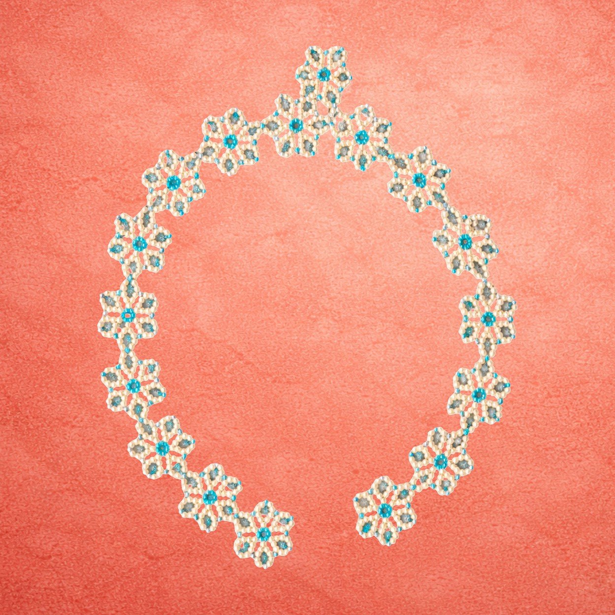 Moti Flower Mahirap Premium Pearl Handmade Rangoli Decoration (Blue) - Image 2