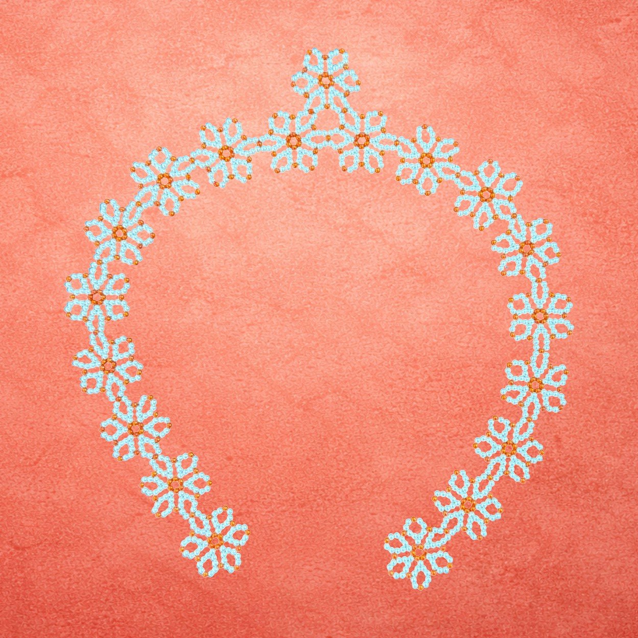 Moti Flower Mahirap Premium Pearl Rangoli Decoration (Orange) - Image 3