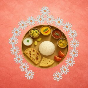 Moti Flower Mahirap Premium Pearl Rangoli Decoration (Orange)