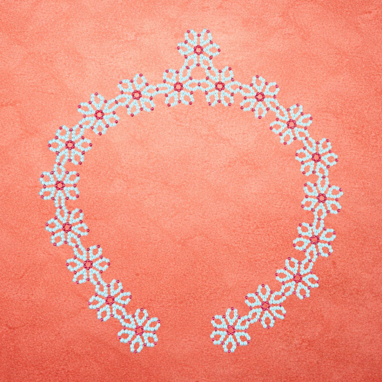 Moti Flower Mahirap Premium Pearl Rangoli Decoration (Red) - Image 3