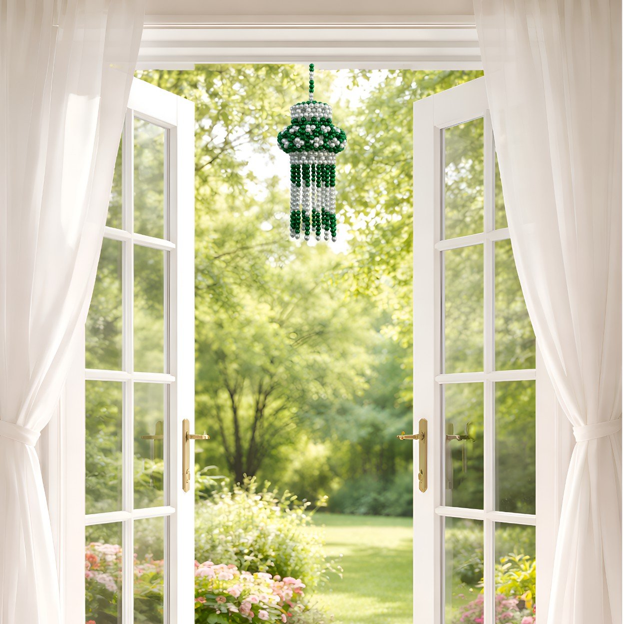 Moti Kandil-Elegant Handmade Pearl Lantern for Home Decor (Green) - Image 2