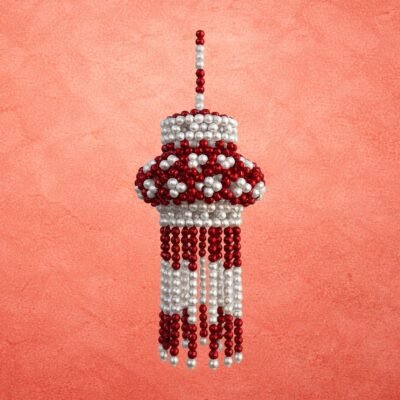 Moti Kandil-Elegant Handmade Pearl Lantern for Home Decor (Red)