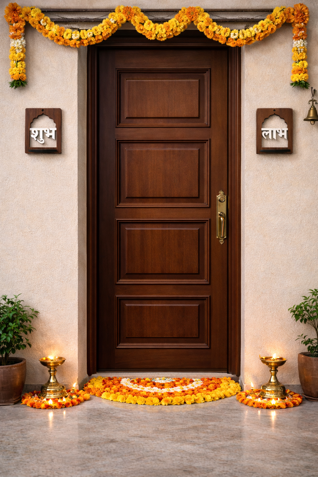 Shubh Labh MDF Wall Hanging with Diya Stand-Traditional Home Decor - Image 3