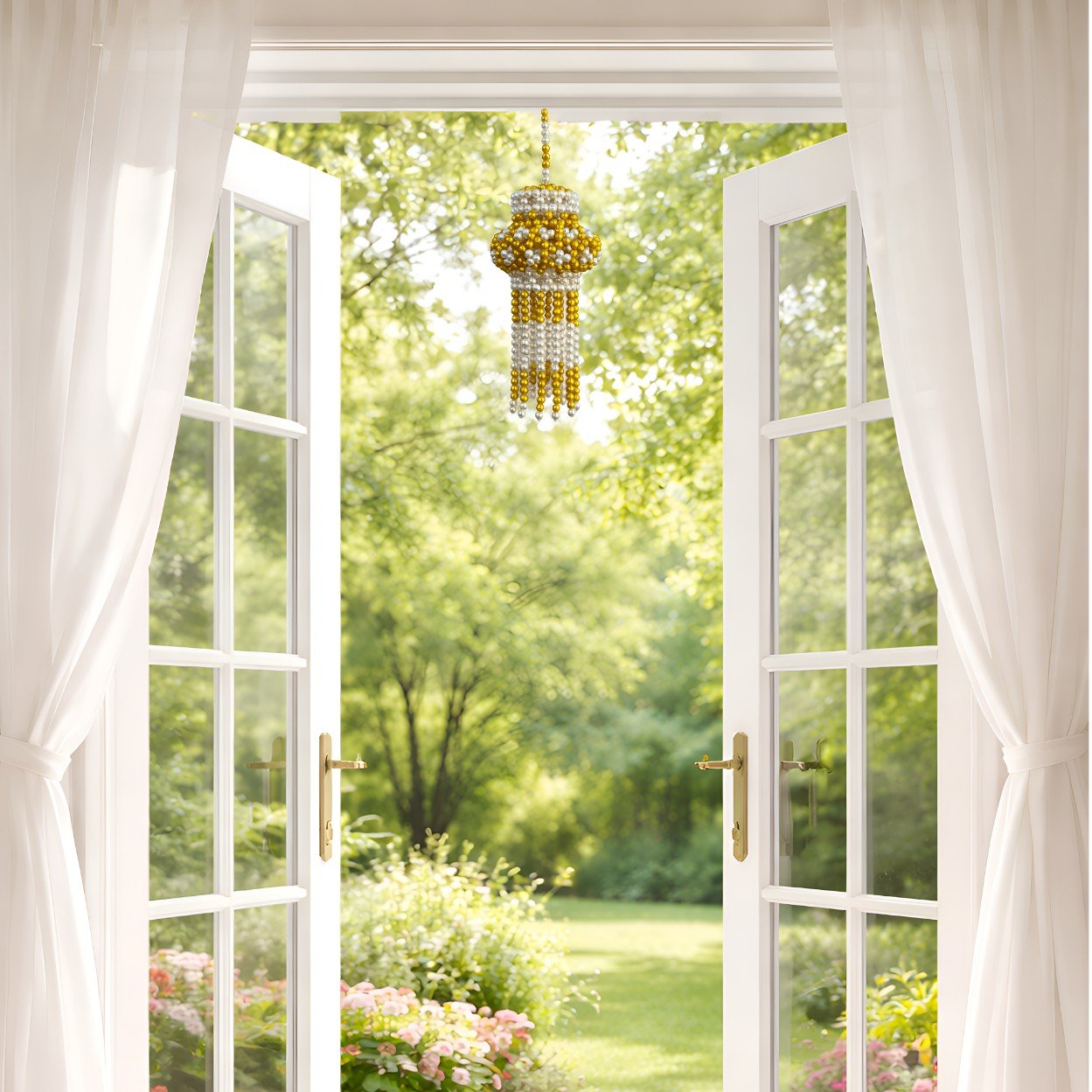 Moti Kandil-Elegant Handmade Pearl Lantern for Home Decor (Yellow) - Image 2