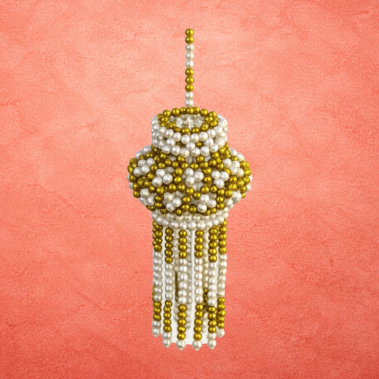 Moti Kandil-Elegant Handmade Pearl Lantern for Home Decor (Yellow) - Image 3