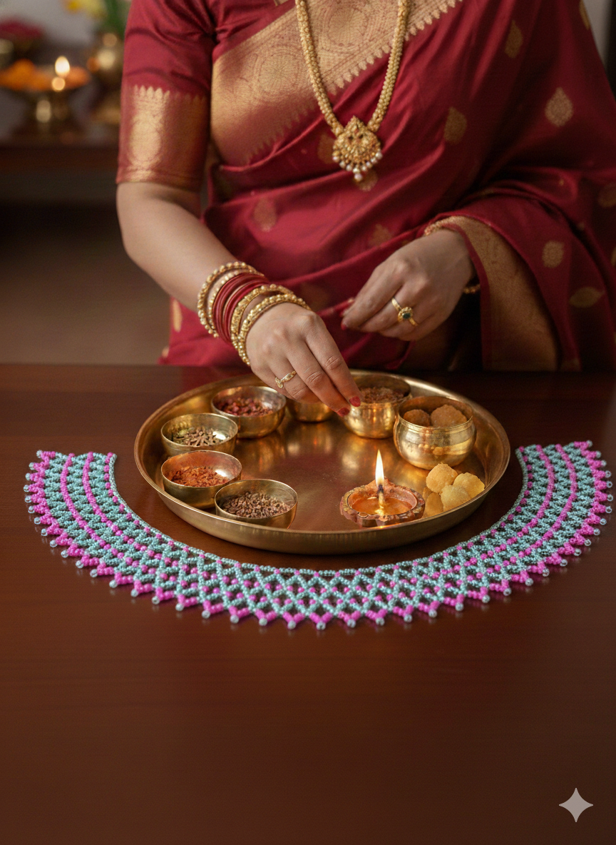 Moti Mahirap Premium Pearl Rangoli Decoration (Pink) - Image 4