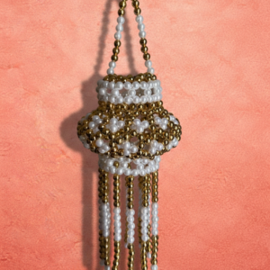 Moti Kandil-Elegant Handmade Pearl Lantern for Home Decor (Golden)