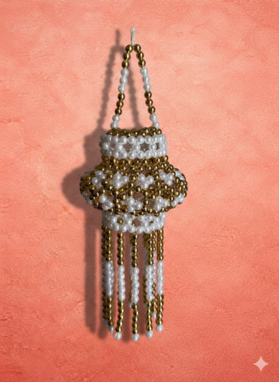 Moti Kandil-Elegant Handmade Pearl Lantern for Home Decor (Golden)