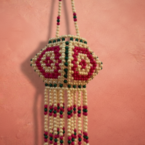 Moti Kandil-Elegant Handmade Pearl Lantern for Home Decor (Pink & Green)