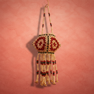 Moti Kandil-Elegant Handmade Pearl Lantern for Home Decor (Red & Green)