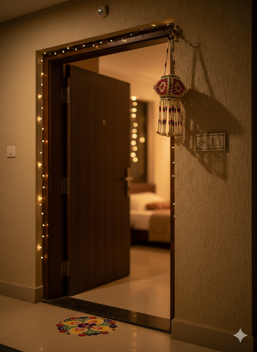 Moti Kandil-Elegant Handmade Pearl Lantern for Home Decor (Red & Green) - Image 3